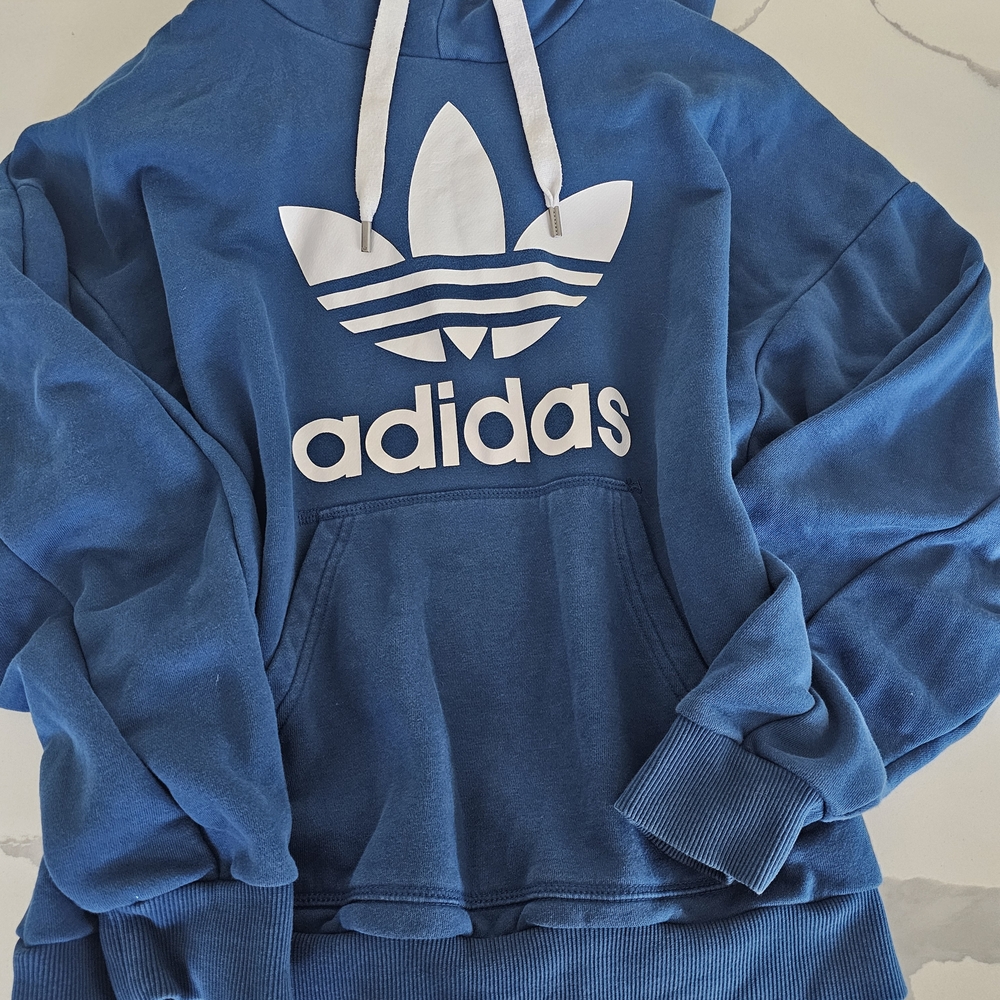 Adidas Classic Blue Hoodie with White Trefoil